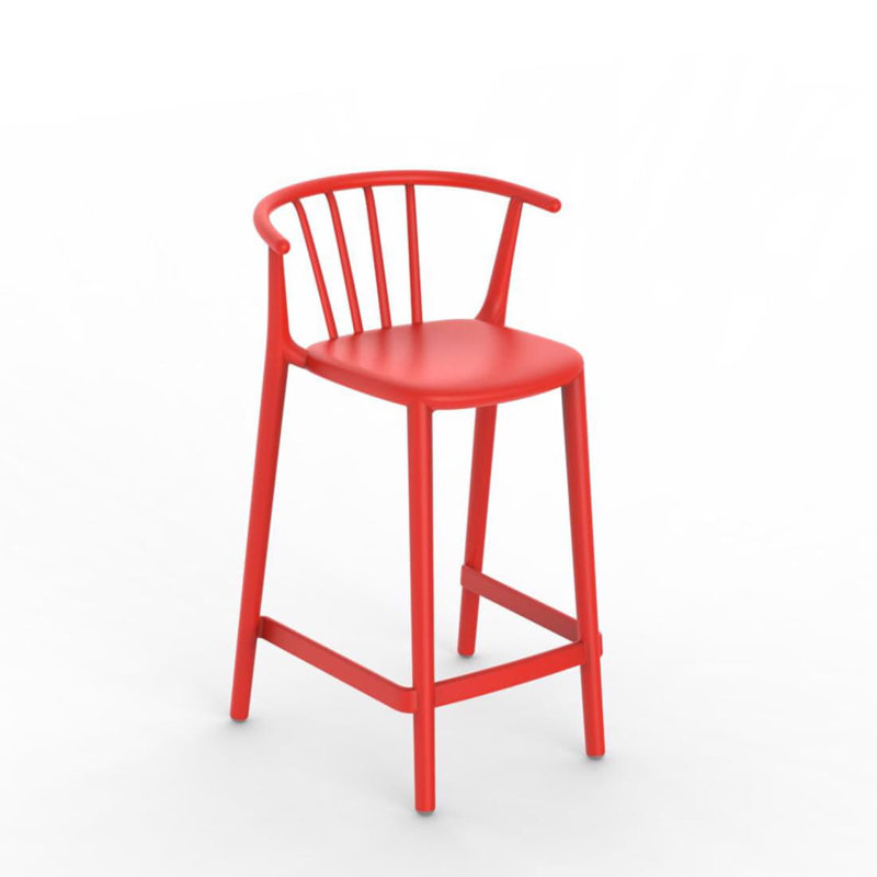 Woody Outdoor Bar Stool, Red, 4, 25.79"