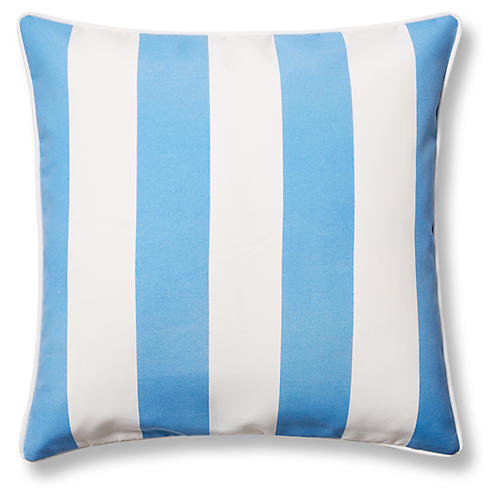 Cabana Stripe Outdoor Throw Pillow, Blue