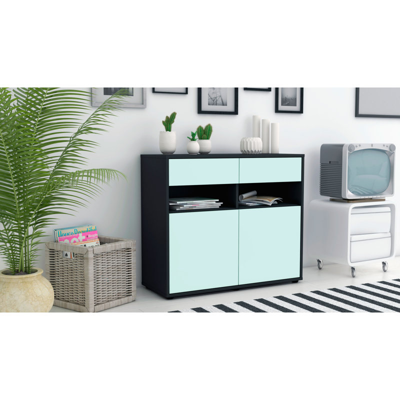 Portola 92cm Sideboard, Anthracite/Light blue