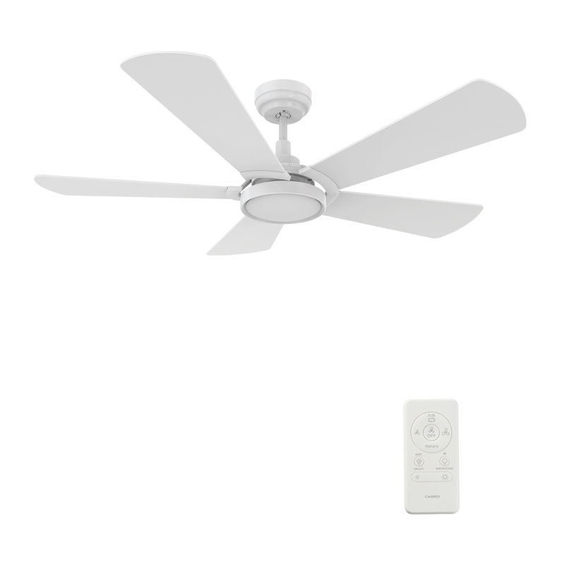 Wilkes 52'' White Manufactured Wood Smart Ceiling Fan with Glass Shade