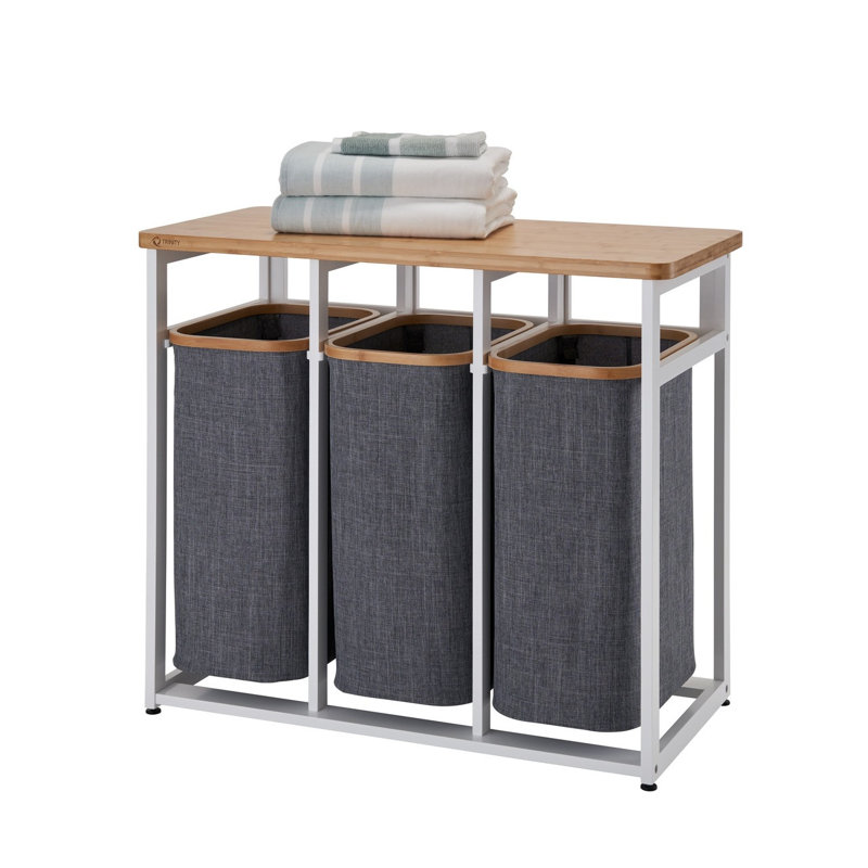 TRINITY 36 in. H x 30.7 in. H in. x 17.3 in. H Wood (Bamboo) 3-Bag Laundry Sorter, Dark Gray