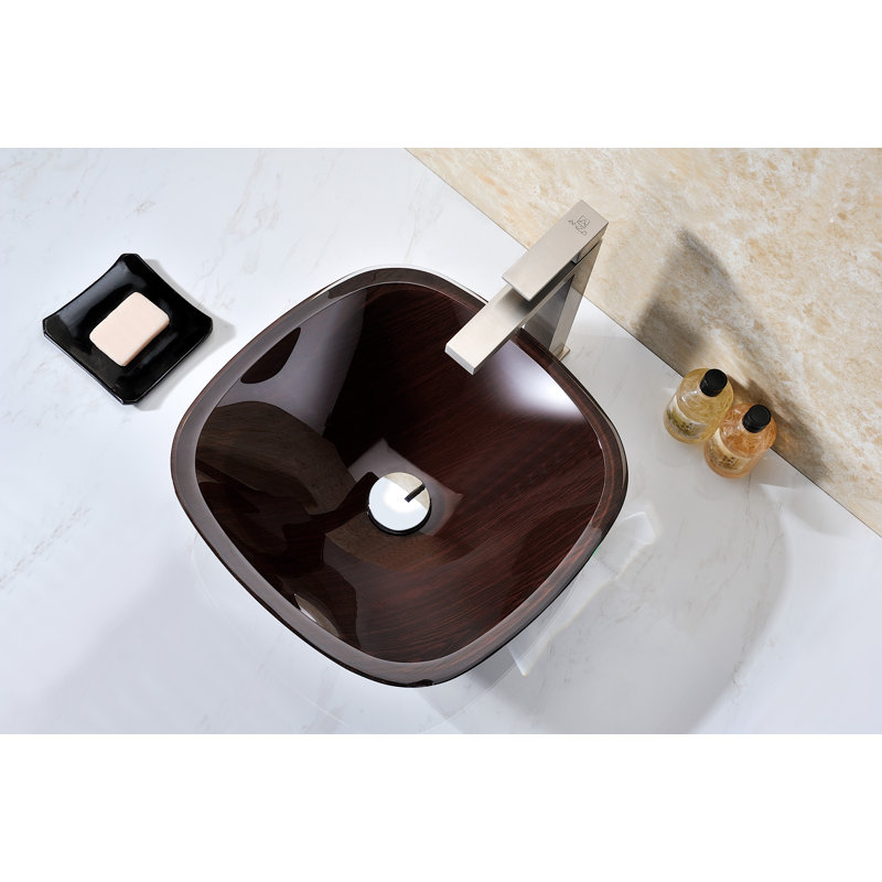 Cansa 16.1'' Red Tempered Glass Above-Counter Bathroom Sink