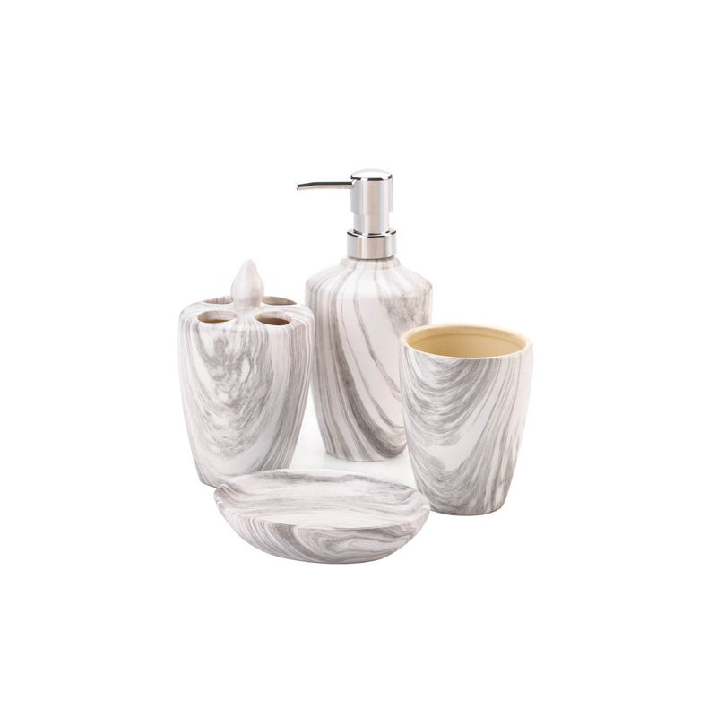 MARBLE PRINTED BATH ACCESSORY SET