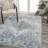 Pavel Distressed Medallion Low-Pile Machine-Washable Light Gray/Blue Rug-1938591033