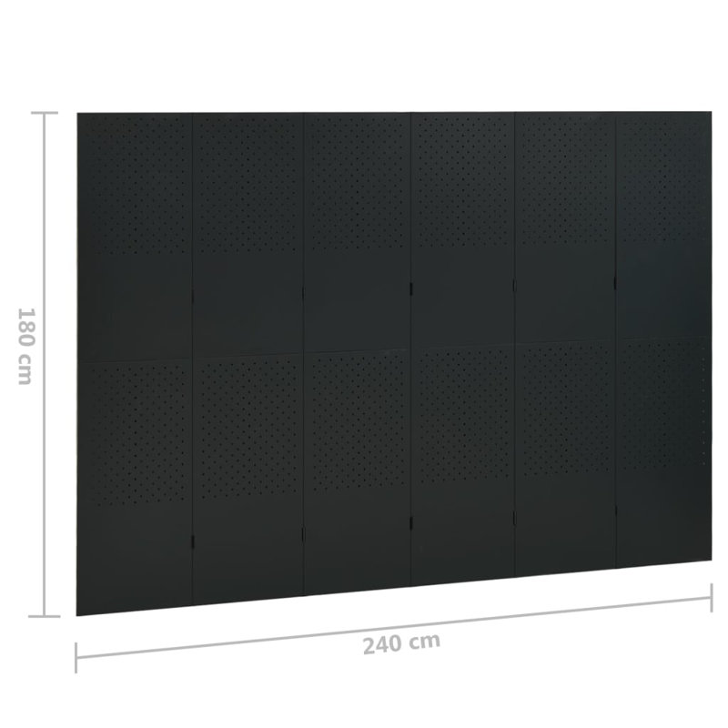 Cassiah 180cm H Folding Room Divider, Black, 6