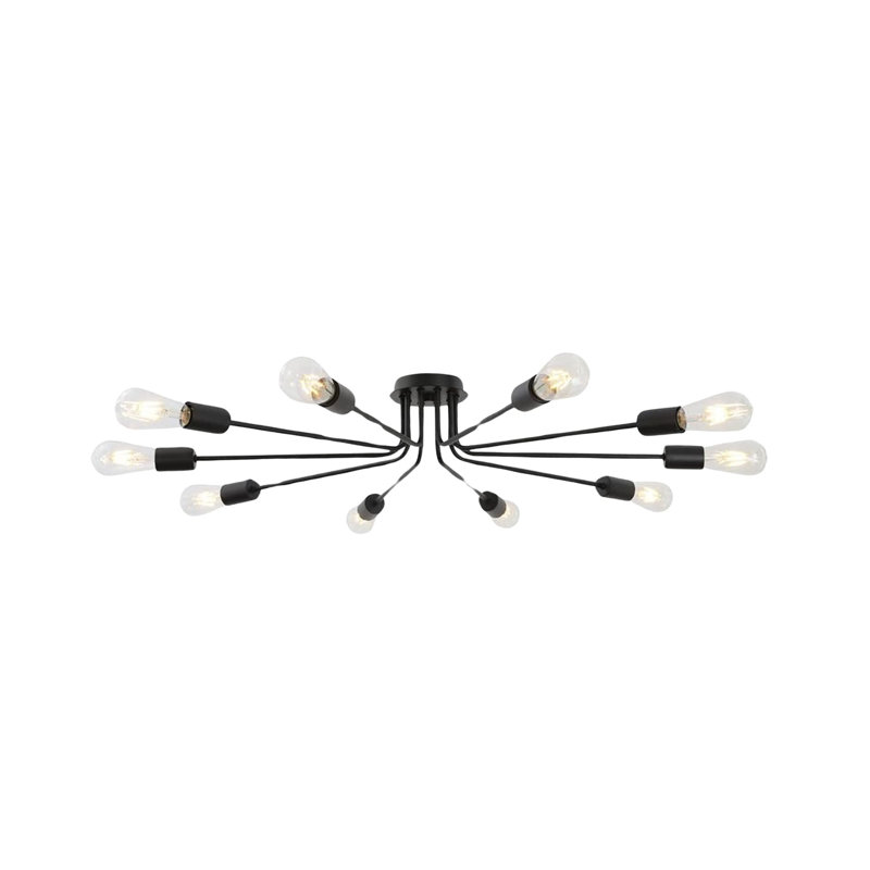 Plafonnier semi-encastré 10 lumières, Noir mat