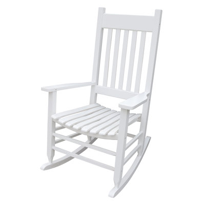 Chaise berçante blanche en bois massif - Conception confortable avec siège et dossier larges pour plus de confort Assemblage facile inclus Accessoires pouvant supporter jusqu'à 250 livres