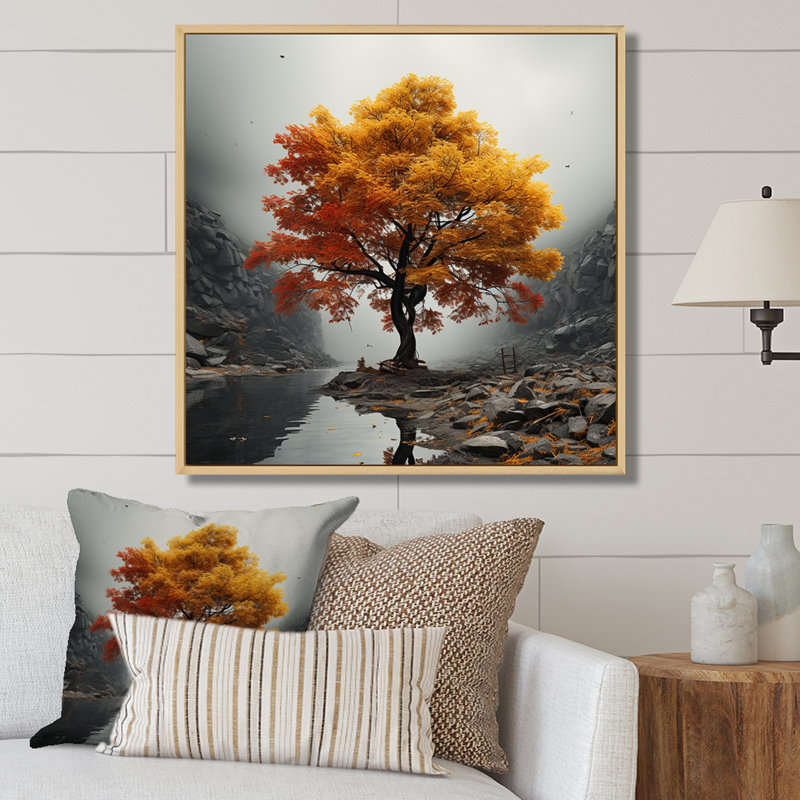 «Abstract Foliage Maple Tree I», reproduction sur toile, Cadre naturel flottant, H 30 po x l 30 po