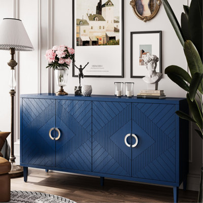 Armoire à 4 portes bleu marine avec rangement pour capacité de charge raisonnable - Organise votre maison