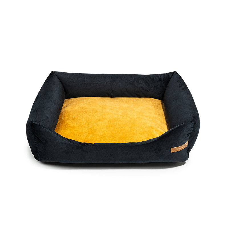 Orthopedic Polyester Pet Bed, 20cm H x 85cm W x 105cm D, Black/Yellow