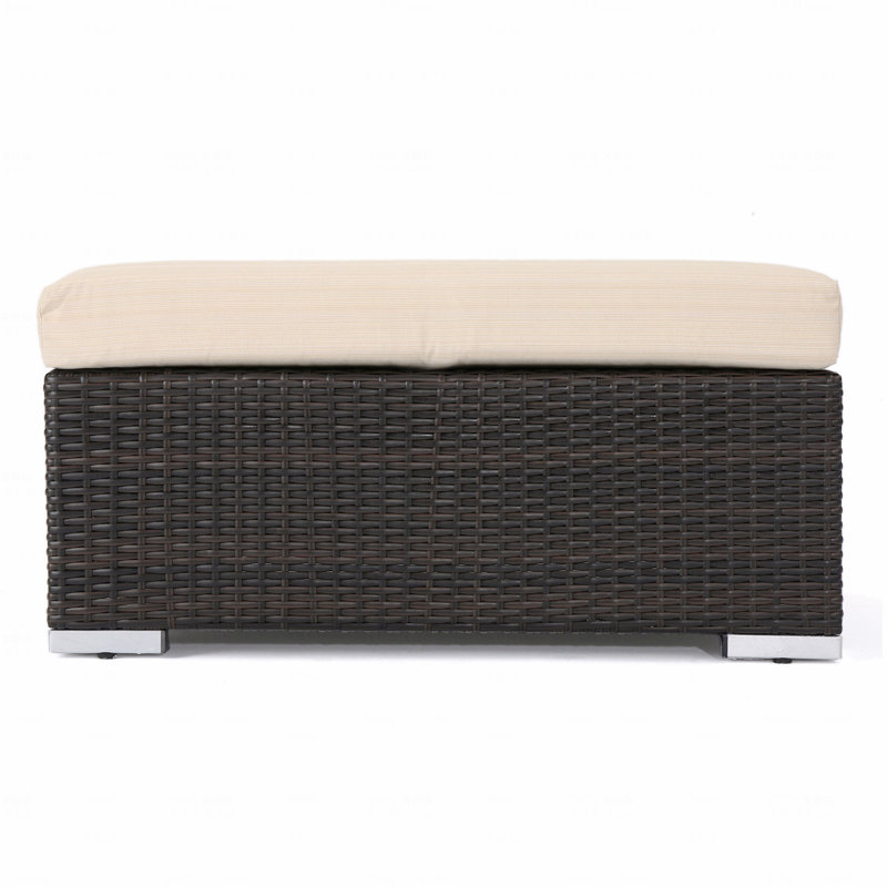 Repose-pieds de patio Mbrn + Alu, Coussin beige / structure brune