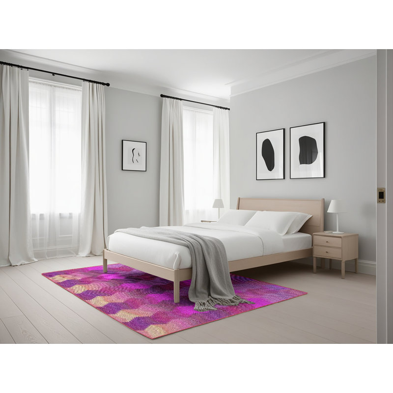 Chevron rose Tapis décoratif, Rectangle 5 pi x 7 pi