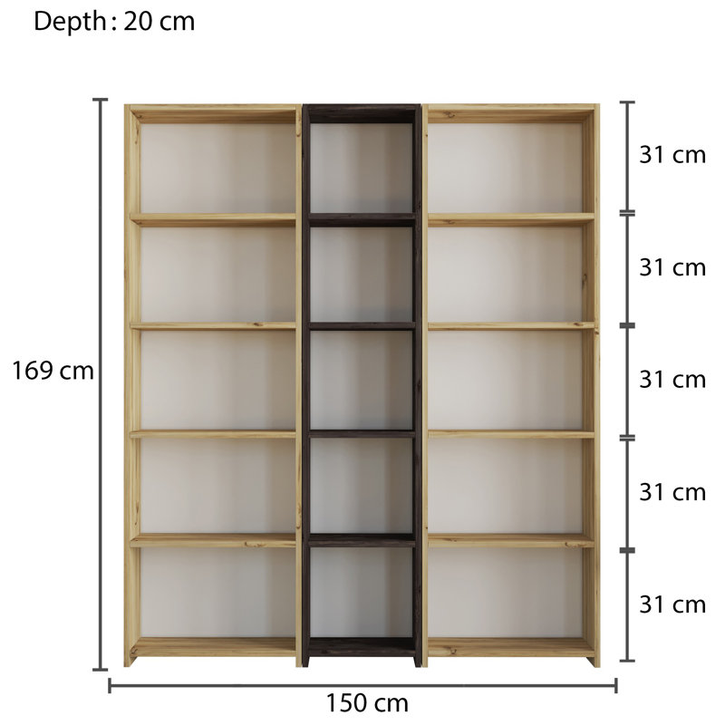 Bibliothèque Bulluck H 66,54 "x l 59,06", Naturel / noir