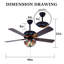Ventilateur de plafond 52 po avec abat-jour en verre coloré style Tiffany