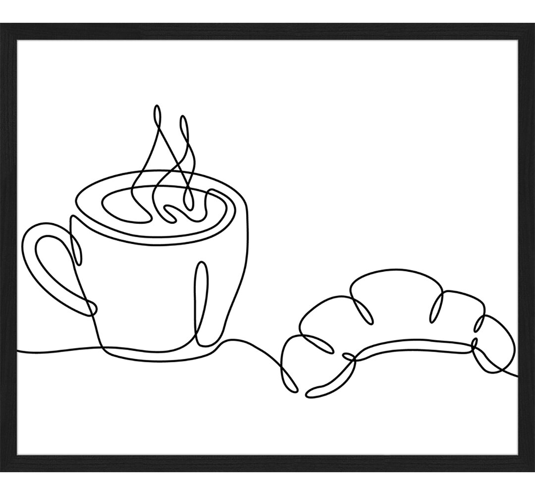 Gerahmtes Poster Kaffee und Croissant