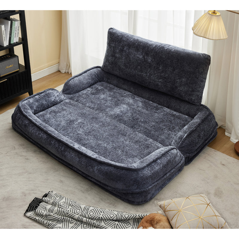 [Nouveauté] [Vidéo fournie] Lit double pour chien, Polyester gris foncé