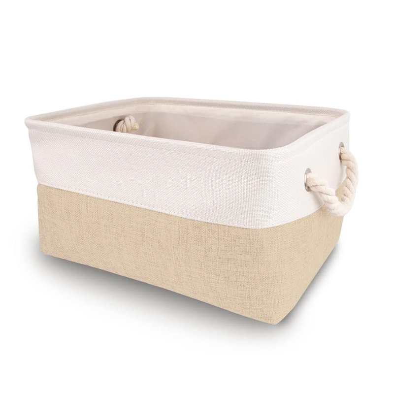 Naomi Decorative Basket, 18 cm H x 36 cm W x 26 cm D, Khaki/White