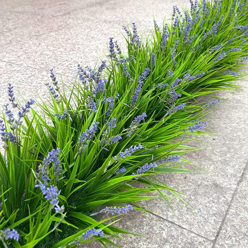 12 Bundles Uv Resistant Artificial Monkey Grass With Flowers