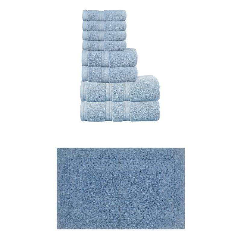 Bublitz Classy Bath Mat 100% Soft Cotton Bath Towel Set & Bath Rug, Ivory, 2 Piece Towel Set & 1 Piece 17"x24" Bath Rug