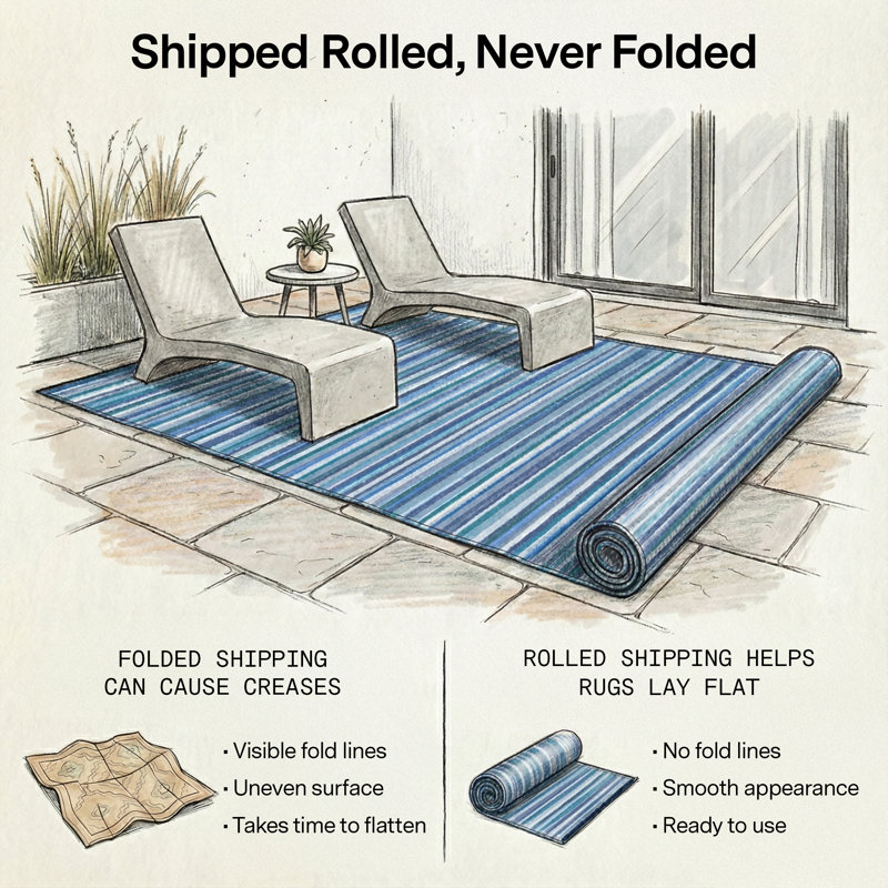 Tapis d'extérieur imperméable en plastique Amyree, Cancun - Indigo, Rectangulaire 8 pi x 10 pi