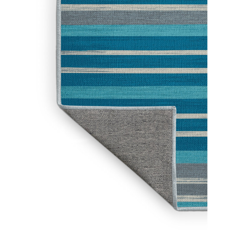  Tapis lavable rayé gris clair Cerulean, Rectangle 7 pi x 9 pi