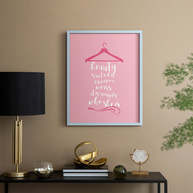 Beauté en rose, reproduction encadrée - bois massif, Bleu, H 15 po x l 12 po