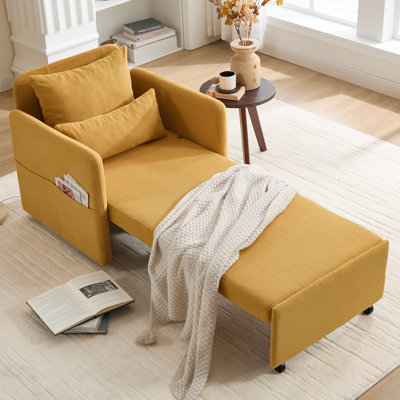 87''L 3-In-1 Convertible Sleeper Chair Bed, 3-Section Extra Length Adjustable Backrest  With 2 Cushions & Storage Bag