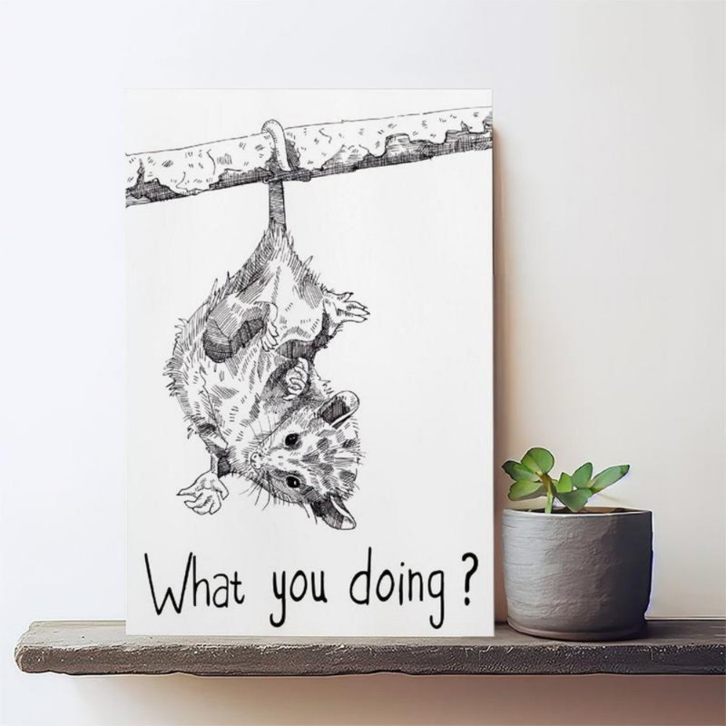 «Whimsical Hanging Mouse What you do», reproduction sur toile - Urban Studio, 36 * 24 pouces (90 * 60 * 2cm)