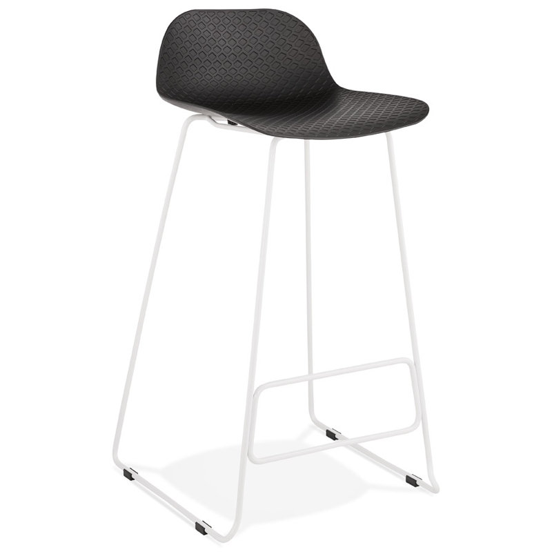Maez Counter Stool with Metal Frame, Black/White