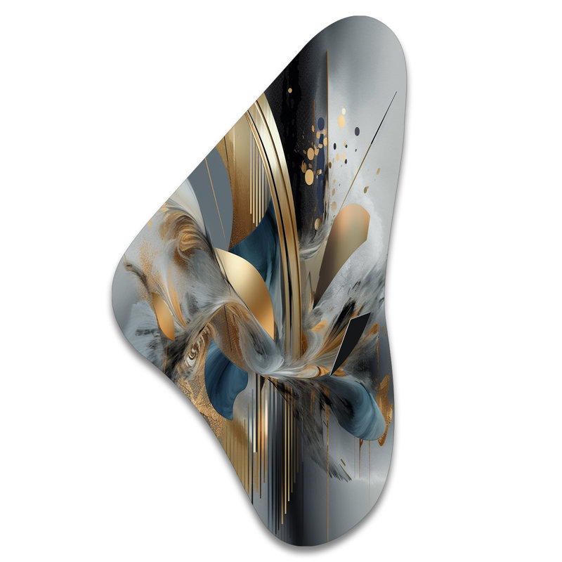 Gottlieb - Art mural asymétrique en forme de Boomerang en métal abstrait, H 39 po x l 21 po