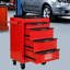 Armoire à outils roulante en métal, 4 tiroirs avec glissières à roulement, rouge et noir, surface de rangement supplémentaire pour rangement fréquent, chariot d'organisation-1523301941