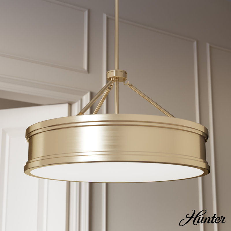 Alturas Gold 24-Inch Drum Pendant Light with Glass Diffuser
