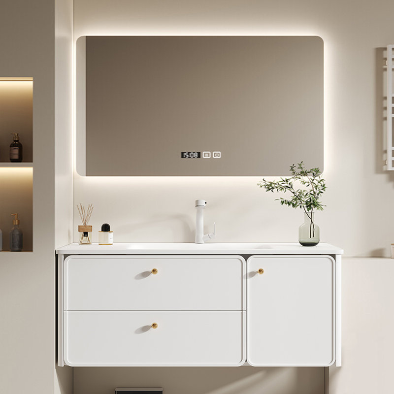 Modern stylish simple bathroom cabinet, 19.7" H x 55.1" W x 21.7" D, White