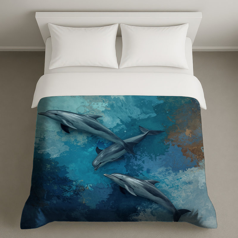 Housses de couette Dauphins dans l'océan, Lit simple