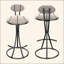 Ensemble de 2 tabourets de bar rembourrés avec tabourets rayés de hauteur comptoir en velours moderne pour îlot de cuisine, salon