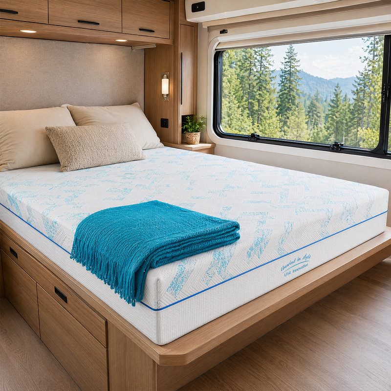 Travel-Ready RV Mattress - Short Queen/King  Latex Foam Mattress With Breathable Jacquard Cover, King, 10"