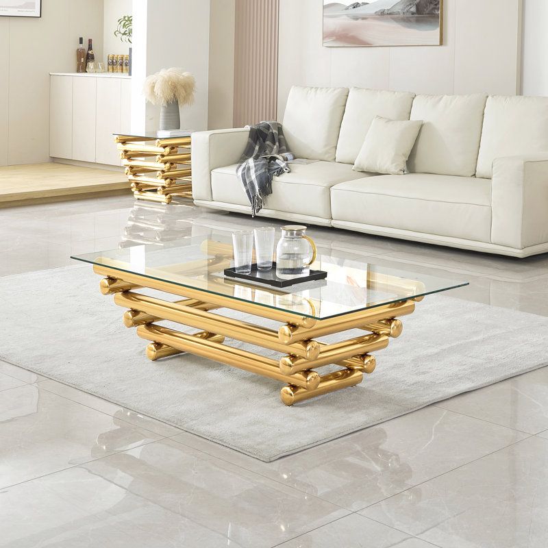 Table basse Faviola, Doré, H 15,36 po x L 54,8 po x l 27,56 po