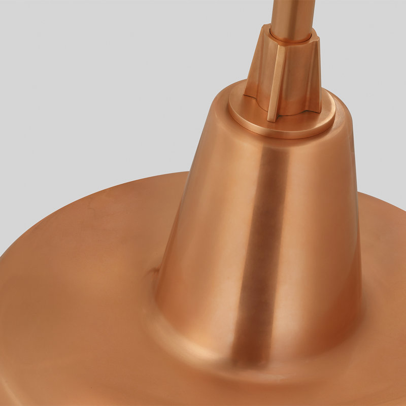 Thomas O'Brien, "Academy 26" Angled Flynn Barn Light in Soft Copper with 16" Bowers Shade, 25'' H x 16'' W x 26'' D