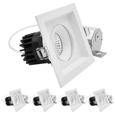 Projecteur encastré carré à 1 tête DEL LUXRITE, pivotant à 360 ° + 15 °, 5CCT, CRI90, 15W, 1000LM, faisceau 60 °, double intensité variable, IC et Wet 4