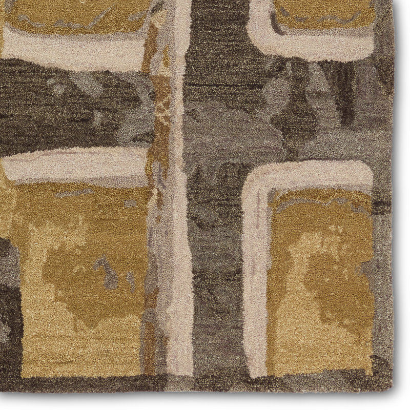 Zoe Bios By Jaipur Living Balsa HNC01 Handmade Abstract Yellow and Taupe Area Rug (10'x14'), Rectangle 6' x 9'