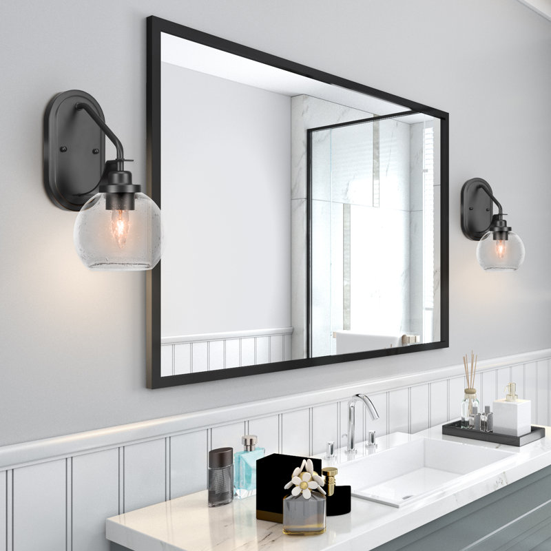 Alirra Wall Sconce Shown With 5.75" Glass, Matte Black, Seedy, Globe Shape