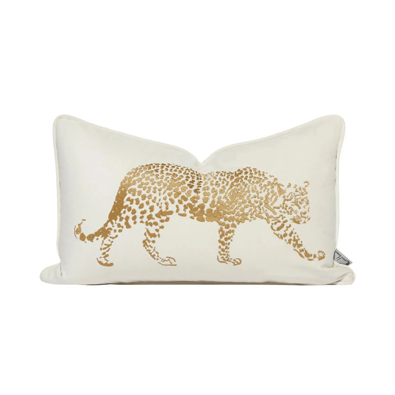 Coussin léopard noir et blanc Leopard, Blanc