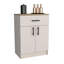 Armoire de rangement Pantry H 33 po, un tiroir, deux tablettes intérieures, deux portes, ivoire / chêne naturel