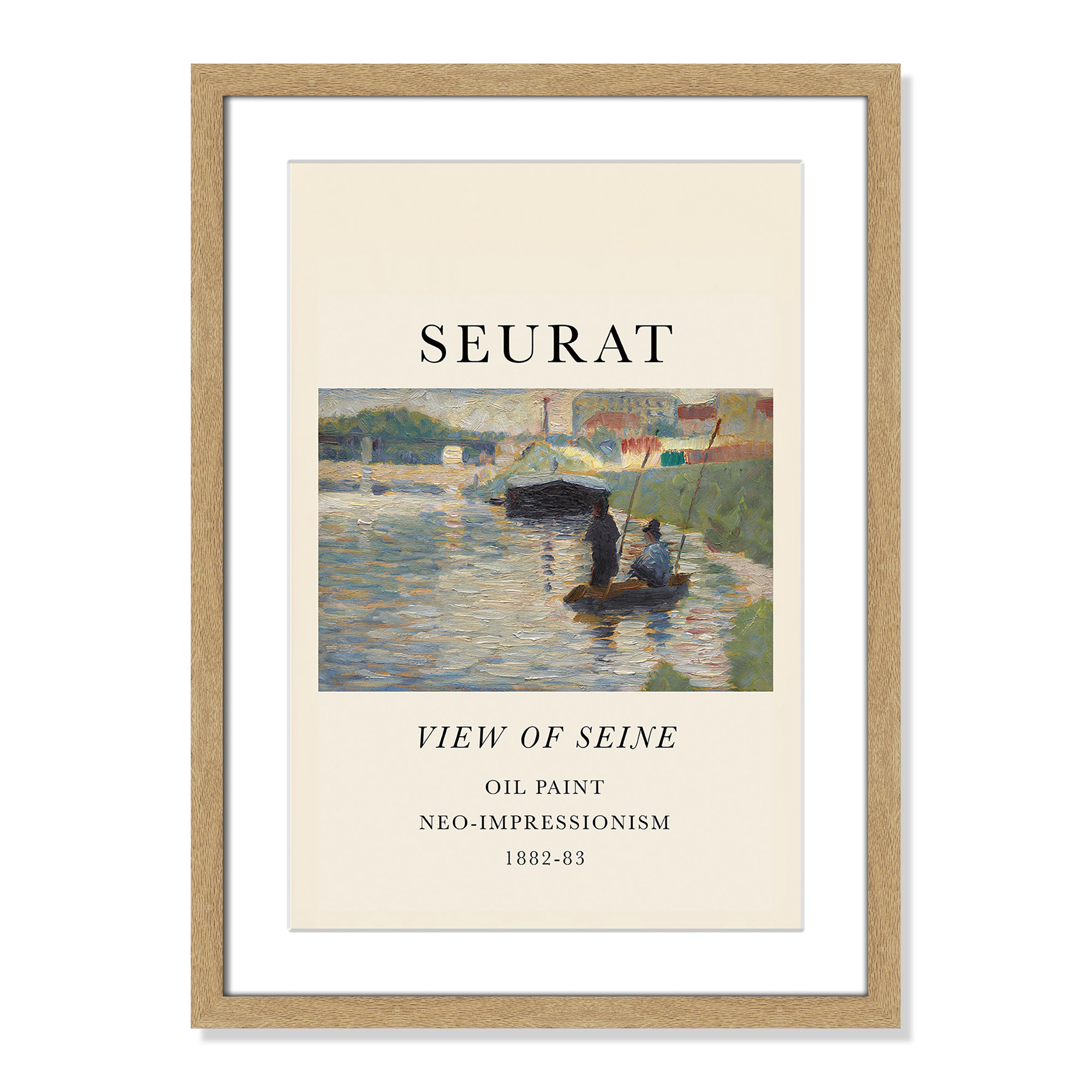 View Of Seine by Georges Seurat, Natural Single Picture Frame, Yes, 23" H x 17" W x 1.25" D