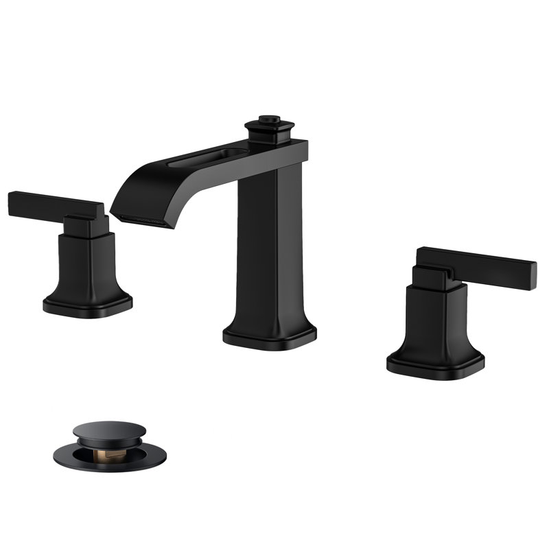 Widespread Faucet 2-handle Bathroom Faucet With Drain Assembly, Matte Black