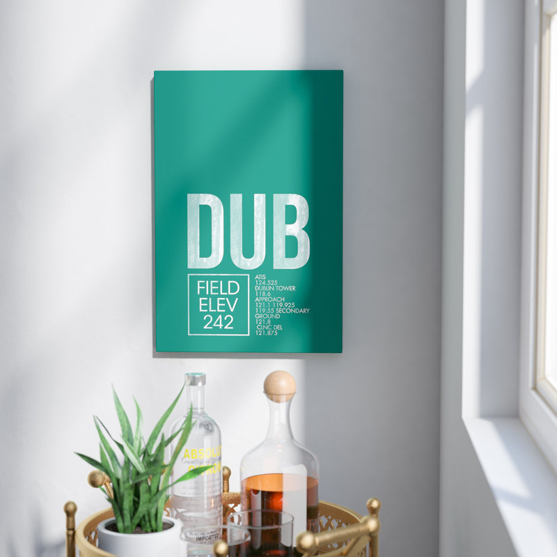 « dublin’traffic control series », art textuel sur toile, H 26 po x l 18 po x P 1,5 po, Toile tendue, Pas de tapis