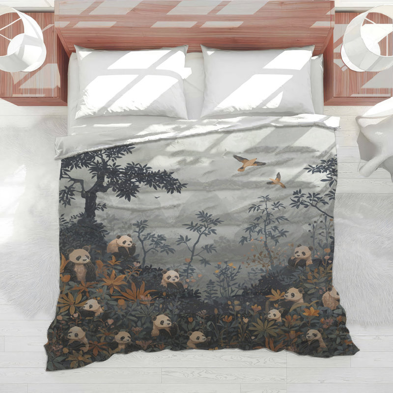 Pandas In Forest Comforter, Twin