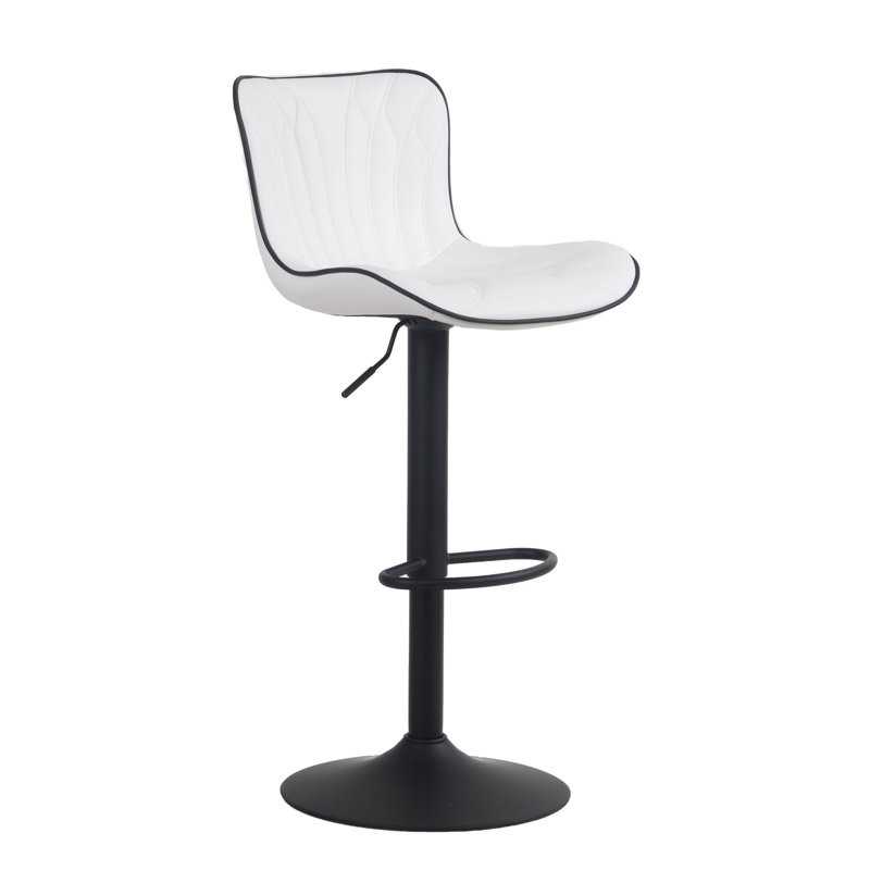 Swivel Adjustable Height Faux Leather Bar Stool, White