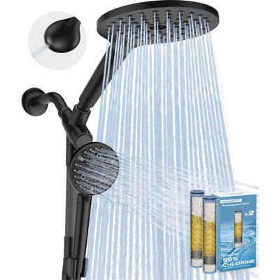 Pomme de douche à double filtre MakeFit, douche à main à 10 modes avec barre coulissante réglable, filtre à eau dure pour éliminer le chlore, système de douche à 3 voies