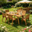 Ensemble repas 7 pièces pour l'extérieur, dossier incurvé ergonomique, résistant aux intempéries pour le jardin, la cour et le patio